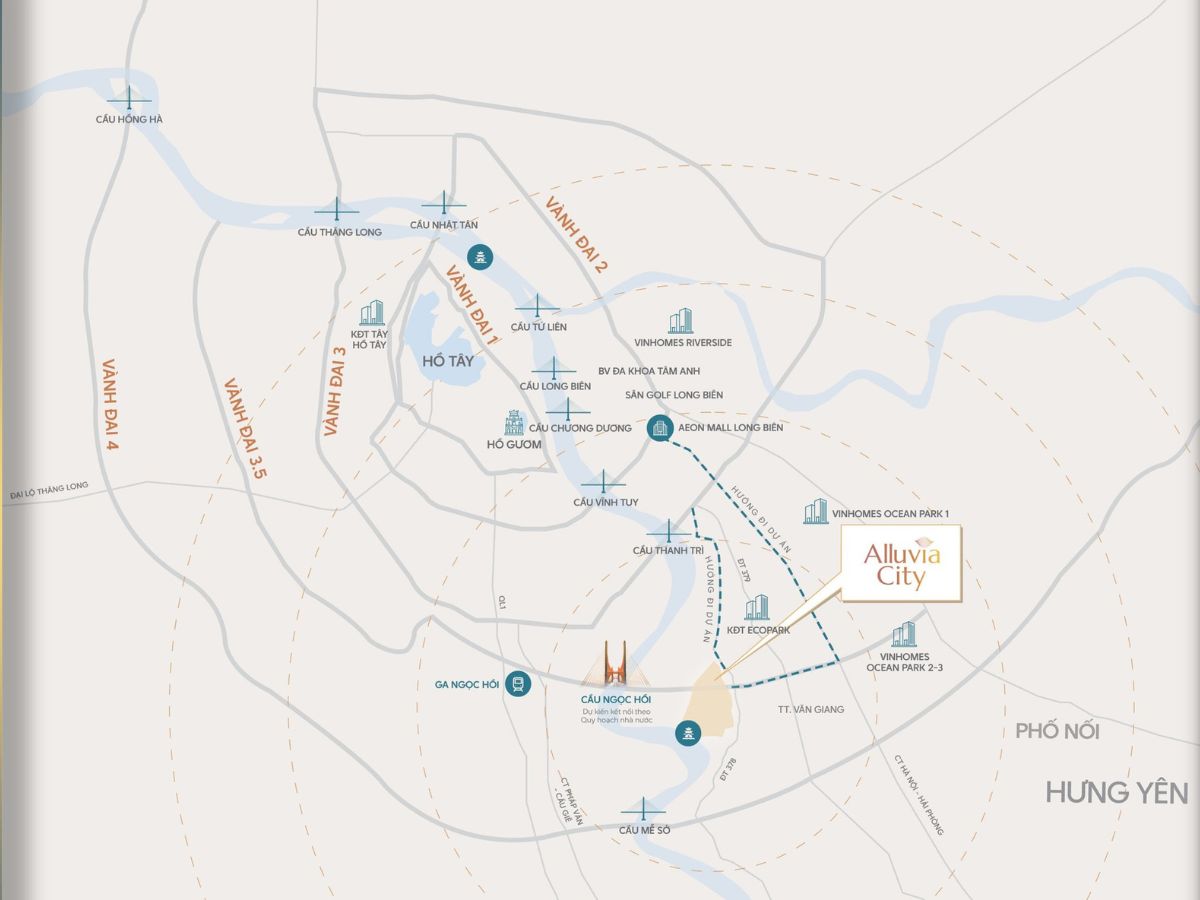 Vị trí giao thông thuận lợi kết nối với Alluvia City
