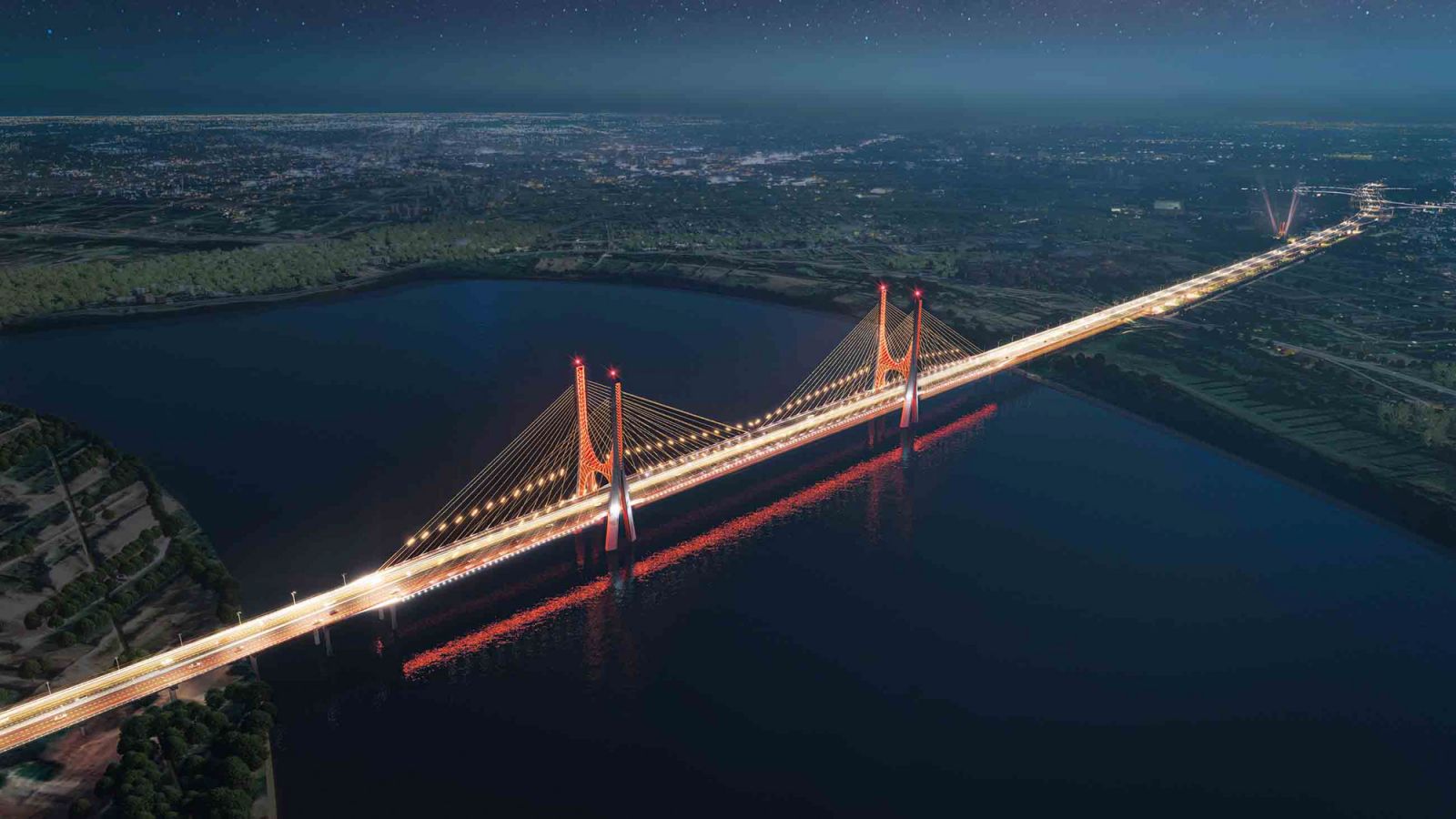 Phối cảnh cầu Ngọc Hồi sau khi hoàn thiện