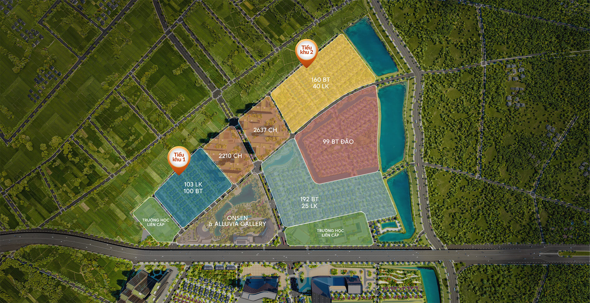 Quy hoạch các tiểu khu tại phân khu Alluvia Onsen