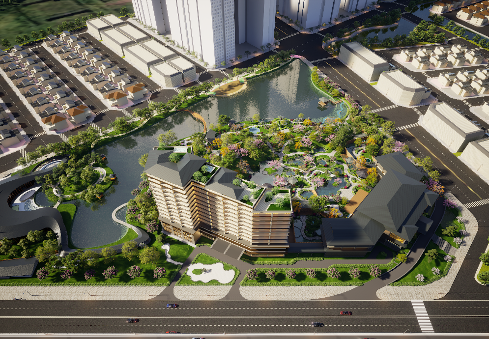 Phối cảnh khu khoáng nóng Onsen tại Alluvia City